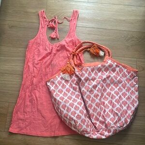 J.Crew beach cover-up with Boho Beach tote 🏖️